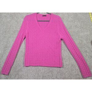 Knit Fit Vintage 100% Cashmere Sweater Pink Lightweight V-Neck Hong Kong Size XL